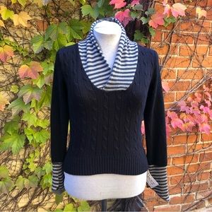 Cashmere Collar Spade Cuff Sweater Black Gray Embody Upcycled Top Small